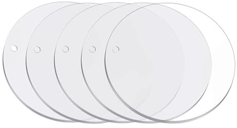 5 placas acrílicas transparentes redondas, placas acrílicas transparentes, redondas, grandes, gruesas y redondas, 20 cm, perfectas para proyectos de manualidades, carteles, marcos de fotos, pinturas y