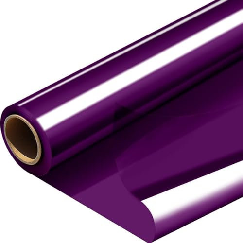Rollo de Celofán Morado,40cm x 30m Papel Celofán Rollo 2,5 mil Envoltura de Celofán Morado para Floristería,Envolver Cestas, Decoraciones