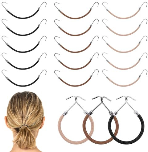 YUXIANLB 15 Stück Pferdeschwanz Haarspangen Mit Elastischen Haken Elastische Haargummis Styling Haken Für Pferdeschwanzhalter Haarschnur Frauen Mädchen Lockiges Haar Langes Haar Dicke