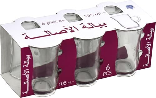 LAVV HOUSEWARES LTD Small Turkish Glass Tea Cup Hot or Cold Drinks Glasses 105ml 6pk
