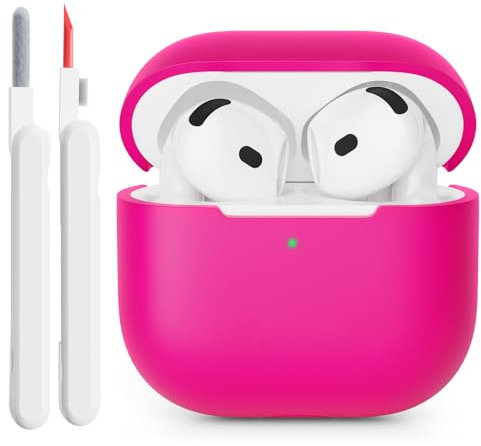 KOKOKA Custodia in Silicone Compatibile con AirPods 4 Case, LED Anteriore Visibile, Case Cover Protettiva Antiurto in Silicone Morbido per Airpods 4 Generazione 2024 con Kit di Pulizia, Watermelon Red
