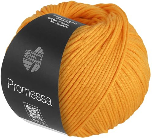 LANA GROSSA Promessa | Weich gefülltes Schlauchgarn aus Bio-Baumwolle und Polyamid | Handstrickgarn aus 70% Bio-Baumwolle & 30% Polyamid | 50g Wolle zum Stricken & Häkeln | 125m Garn FB31
