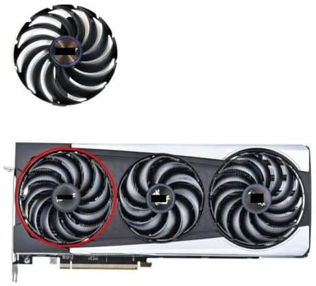 BDAKQJV Carte Graphique Ventilateur GPU Sapphire RX6900 XT, 87MM 95MM, Compatible avec Nitro + AMD Radeon RX 6700 6800 6900 XT, Refroidissement de Carte Graphique(Gold)
