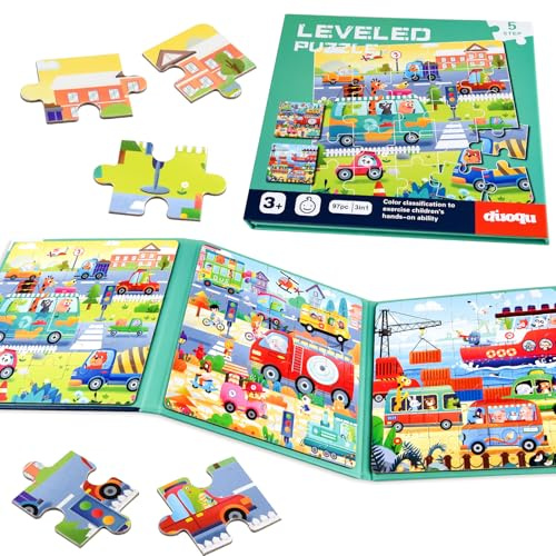 NEBURORA Magnetpuzzles für Kleinkinder, 97-teiliges Transportpuzzle, pädagogisches Reisespielzeug, Auto-Flugzeug-Aktivitäten für Kinder, Lern-Magnetpuzzles für Roadtrips, Kindergeburtstagsgeschenke