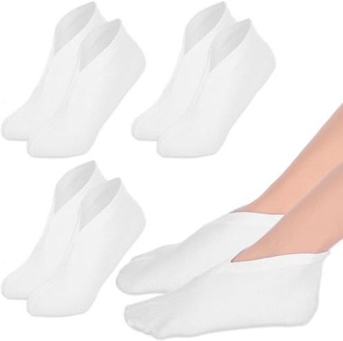 Feuchtigkeitsspendende Socken 3 Paar, Weiß Fußpflege Socken Über Nacht, Spa Baumwoll Feuchtigkeitssocken für Trockene Rissige Füße Frauen und Männer (Einheitsgröße)