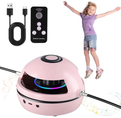 Skipzone Machine à corde à sauter électronique avec compteur pour enfants, avec télécommande, 1 à 10 vitesses, écran LED, musique Bluetooth, lumière de couleur, Skipzone