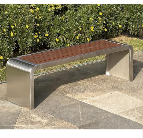 LIHDNGXM Edelstahl Gartenbank, Veranda-Stuhl mit Rückenlehne, Metallbank für Terrasse, Park, kommerzielle Nutzung für Außenbereich, Park, Picknick, Garten(C,100x40x45cm)