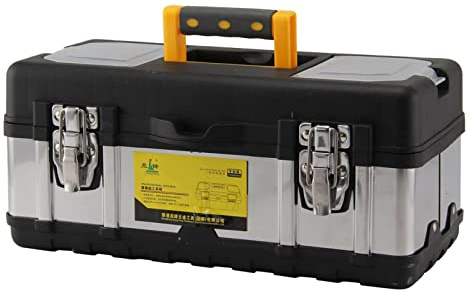 GREENSAPPIRE Werkzeugkoffer 17 Zoll Leer, Stabile Werkzeugbox aus Metall mit Metallschließen, Werkzeugkasten 40×18×17 cm, Organizer mit Abnehmbarem Tragegriff