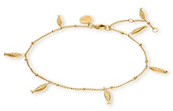 Purelei Vitamin Sea Fußkette für Damen, verstellbares Fußkettchen aus Edelstahl mit kleinen Fisch Anhängern, sommerlicher Fußschmuck für Strand, Urlaub und Sandalen, 21–25 cm, Geschenkidee