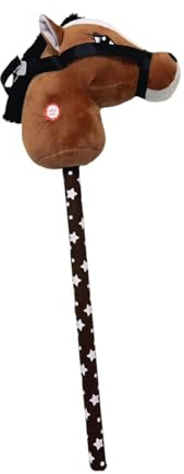 ZYIHNIRB Deluxe Plüsch Steckenpferd Reitset für Kinder, Dunkelbraun Schwarz