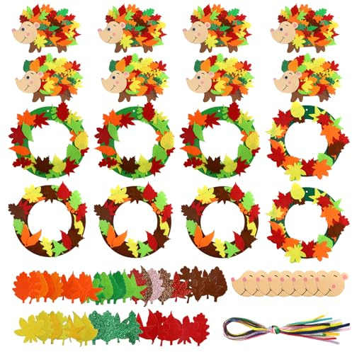 Augshy 16 Pcs Igel Bastelset für Erntedankfest Deko Festliche Geschenk | 8 Igel & 8 Eichhörnchen Schaumplatten, selbstklebend für Fenster, Geschenke oder Thanksgiving-Deko
