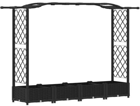 hliofuir Bancal alto con enrejado y techo negro, 207 x 40 x 123 cm, polipropileno
