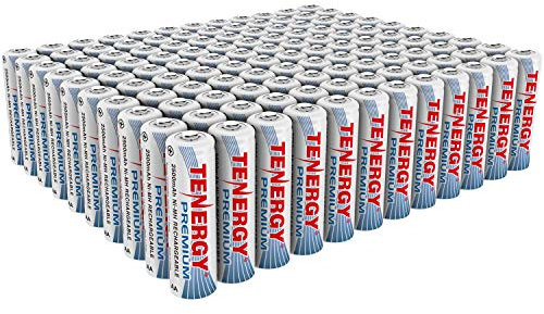 Tenergy Premium Rechargeable AA Batteries, High Capacity 2500mAh NiMH AA Battery, AA Cell Battery, 120 Pack