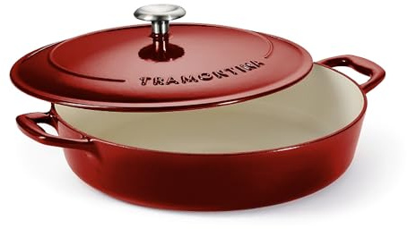 Tramontina Cazuela Baja de Hierro Fundido Esmaltado Rojo con Tapa Bestow 30 cm 3,8L