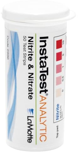 LaMotte Insta-Test 2996 Nitrate and Nitrite Multi-Factor Test Strip, 0-50ppm Nitrate Range, 0-10ppm Nitrite Range (Vial of 50 Strips)