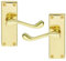 Golden Grace Victorian Scroll Door Handles Lever Latch in Polished Brass Finish - 120 x 40mm