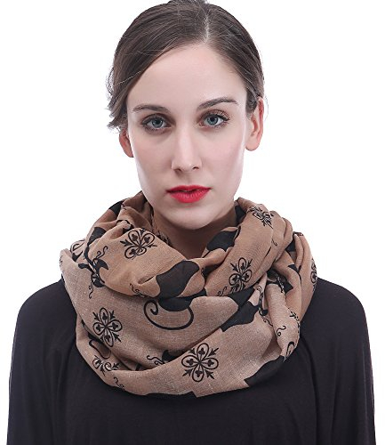 Lina & Lily Damen Loop Schal mit Katzen-Print (Braun & Schwarz)