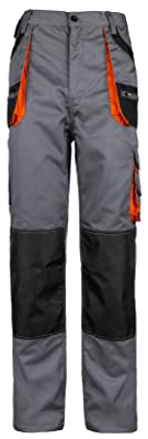 Stenso des-Emerton - Pantaloni da Lavoro - Uomo - Pantaloni Protettivi - Slim Fit - con Elastico in Vita - Grigio/Nero/Arancione - 52