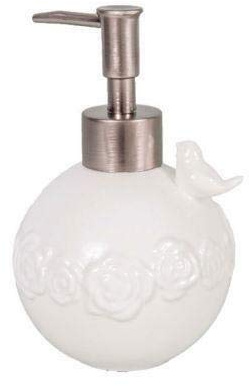 ATN Little bird and Flowers Ceramic Hand Soap Dispenser Pump Ivory Cream