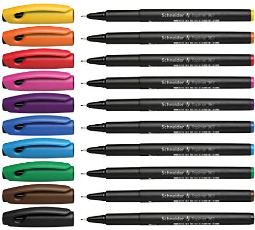 Schneider Topliner 967 Fineliner (Strichstärke 0,4 mm) 10er Etui sortiert
