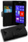 Cadorabo Hülle kompatibel mit für Nokia Lumia 925 Handyhülle aus Kunst Leder Flip Klappbare Stoßfeste Magnetische [Standfunktion] [Kartenfächern] Cover Hülle für Nokia Lumia 925 Tasche in Schwarz