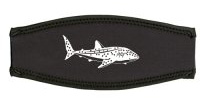 Maskenband, schwarz, Aufdruck, Walhai in Weiss