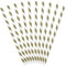 PartyDeco SPP1-019 Lot de 10 pailles jetables, en papier, 19 cm, pour cocktail, boissons, décoration de fête, rayures dorées/blanches, 19,5 cm, 19,5 cm
