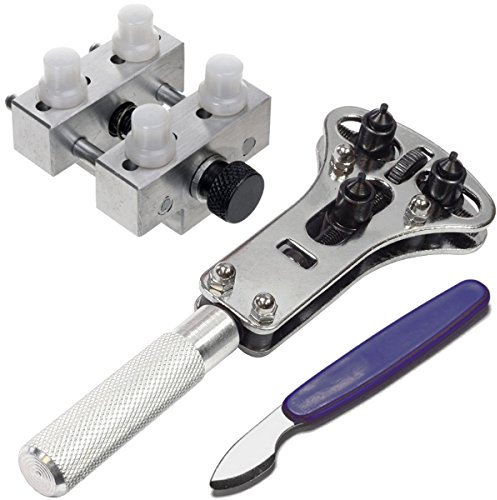 Uhren Gehäuseöffner, Messer und Gehäusehalter im Set für Armbanduhren - Uhrenwerkzeug zum Öffnen und Halten