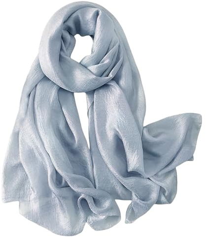 Lina & Lily Damen Langer Schal Stola Federleicht mit Glanz-Schimmer (Hellblau)