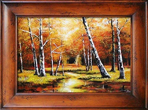 JVmoebel Pintura Natural Río Lago Aceite Artesanía Pintura Al Óleo Imagen Ölbilder Marco Imágenes G04254