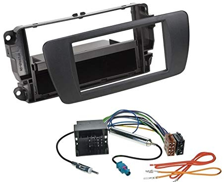 1 Din Radio Einbauset Blende Radioanschlusskabel Antennenadapter für Seat Ibiza 6J 6JN nitschwarz