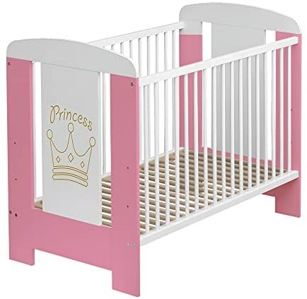 Best For Kids My Sweet Baby Gitterbett in 3 Farben, TÜV Zertifiziert - Kinderbett 60x120 ohne Schaumstoff-Matratze, Baby Cot, Baby Bed, Bett Baby, weiß, 4-teilig (Rosa-Princess ohne Matratze)