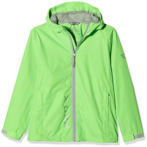 PRO-X elements Kinder Regenjacke FLASHY I Atmungsaktive Windbreaker mit Handytasche, Packsack & Kapuze I Wasserdichte Kinderjacke für Jungen & Mädchen