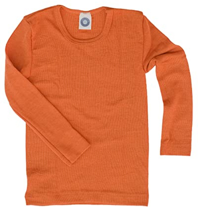Cosilana, Kinder Unterhemd Langarm, 70% Wolle (kbT), 30% Seide (Safran-Orange, 104)