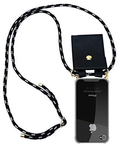 Cadorabo Handykette kompatibel mit Apple iPhone 4 / 4S Schutzhülle TPU Silikon Case Necklace Design Slim Kratzfest Kordel Band mit Etui Rundumschutz Case Hülle für iPhone 4 / 4S in Schwarz