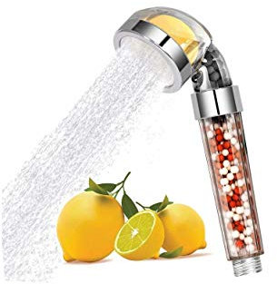 Woopower Soffione doccia ad alta pressione a pioggia Delta, filtro per doccia a mano, vitamina C, cloro e fluoro, set di filtri per soffione doccia (argento, trasparente)