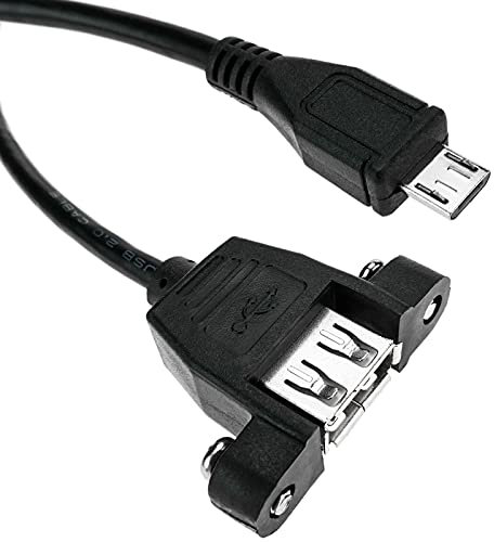 BeMatik - Cable USB 2.0 para fijación a Panel microUSB Macho a USB A Hembra