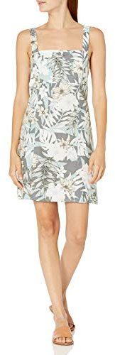SEAFOLLY Women's Printed Linen Short Dress Swimwear Cover-Up, Copacabana Vine, Medium