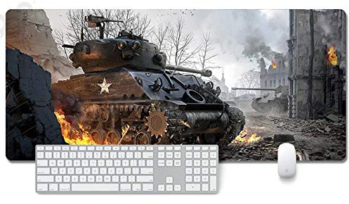 ITBT Mauspad World of Tanks Anime Mauspad Gemütlich Mousepad 900x400mm Mikrofaser Verbessert Geschwindigkeit und Präzision, rutschfest Gummierte Unterseite Waschbar Verschleißfest,Für Desktop PC, Q