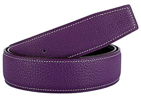 Vatee's Sangle de ceinture de rechange en cuir véritable pour Femmes/Hommes sans boucle 32mm de Large 110cm Longue Violet