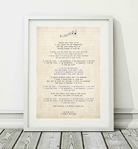 Didymus Co Robbie Williams – Love My Life – Liedtext Posterdruck (ungerahmt) – Größen A4 A3, A3