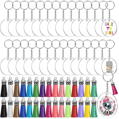 Audab Acryl-Schlüsselanhänger, 120 transparente Schlüsselanhänger für Vinyl-Set, einschließlich Acrylrohlinge, für DIY-Schlüsselanhänger, Vinyl-Bastelarbeiten