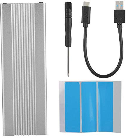 1050Mb/S High Speed SSD Enclosure,USB3.1 to M.2 NVME Hard Disk Box SSD Case Enclosure NGFF PCIE to Type-C Adapter M2 ASM2362 for XP/for for Win8/for 32-bit(Silver)