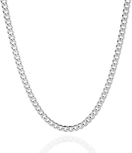 QUADRI - Elegante Kette Herren aus Panzerkette - Halskette Herren Breite 5mm - Silberkette Herren aus 925er Echtsilber - Ketten für Herren Länge 61cm - Silberkette Herrem Made in Italy
