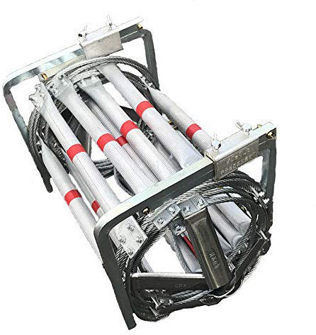 SSCYHT Feuerleiter mit stabilem Stahlhaken Klappbare Stahldrahtseilleiter Rettungsleiter aus Aluminiumlegierung,8M