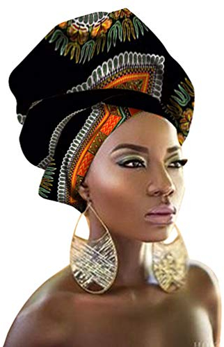 Mengyu Damen Kopftuch Afrikanischer Druck Wachsdruck Stirnband Haarschmuck Elegante Hijab Headscarf (Stil#18, 90 * 110cm)