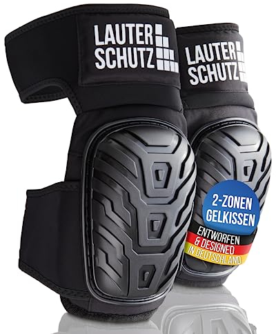 LauterSchutz® CONFORT Rodilleras con tecnología de cojín de gel de 2 zonas - correa extendida en el muslo para una perfecta sujeción y comodidad - para artesanos profesionales y bricolaje Talla única