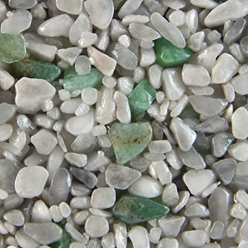 Terralith Edelsteinteppich Mix Aventurin/Grau Komplett-Set für 1qm - Körnung: 2-4mm mit Epoxidharz Bindemittel - für Außen mit Halbedelsteinen in Grün