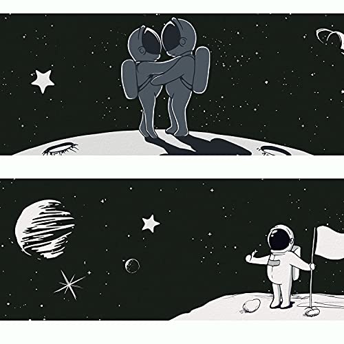 Sunnywall® Wandbordüre Bordüre Astronaut Weltall Universium einzigartiges Design | Baby- Kinderzimmer Dekoration | hochwertiges Tapetenvlies | 400 x 12 cm