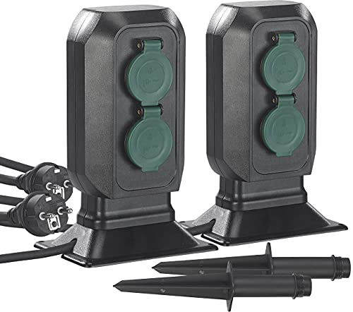 2 multiprises de jardin avec 4 prises résistantes aux intempéries IP44 [Royal Gardineer]